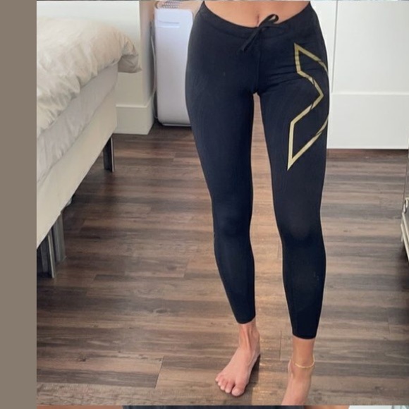 2xu Pants - Women MCS Compression Pants Spandex Tights Large Tall  Black Gym Workout Running